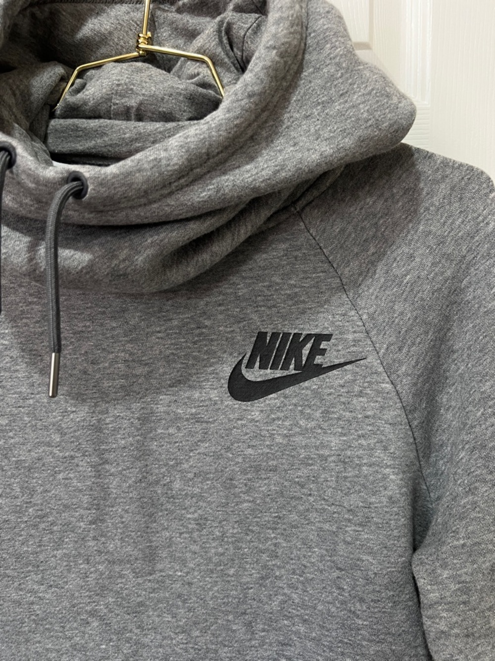 Nike “Rally Funnel Neck” Sweatshirt Hooded Flannel Lined Size Small Gray - Picture 5 of 9